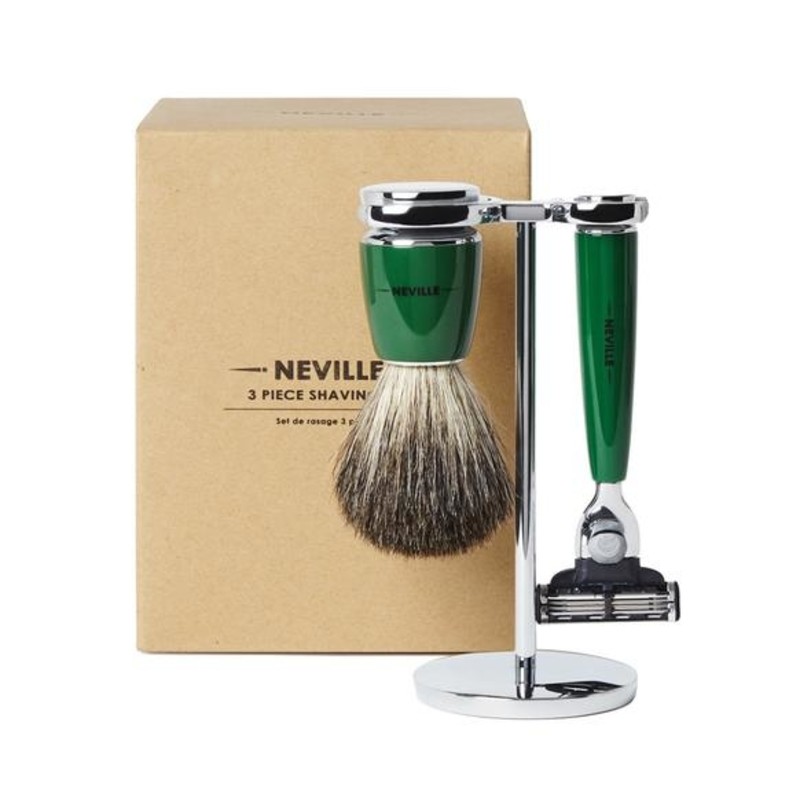 Neville Three Piece Shaving Set 高級アナグマ毛を使用したトラディショナルシェービングセット ガジェットの購入なら海外通販のrakunew ラクニュー