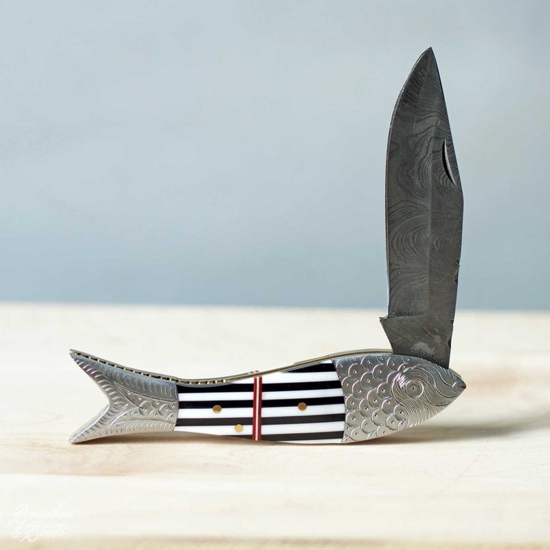 Pocket Fish Knife｜フィッシュデザインダマスカスポケット
